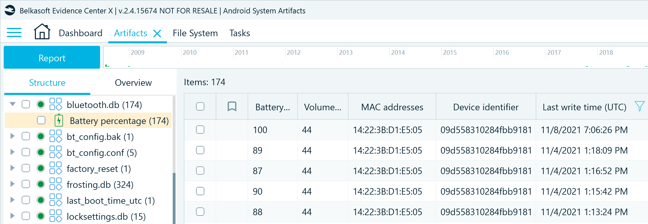 The bluetooth.db artifact in Belkasoft X