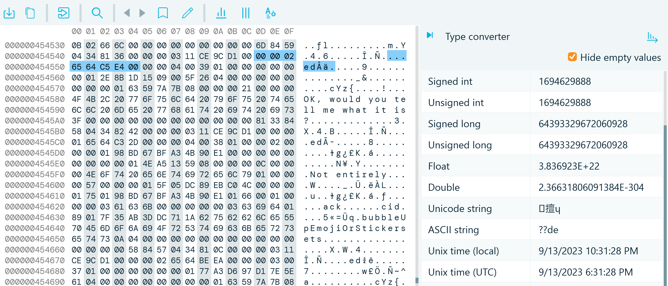 Decoding a timestamp in Belkasoft X's Hex viewer