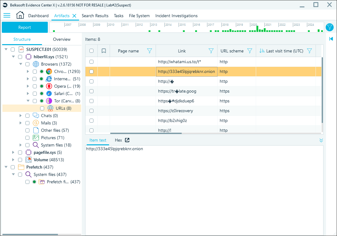 Tor browser artifacts in Belkasoft X